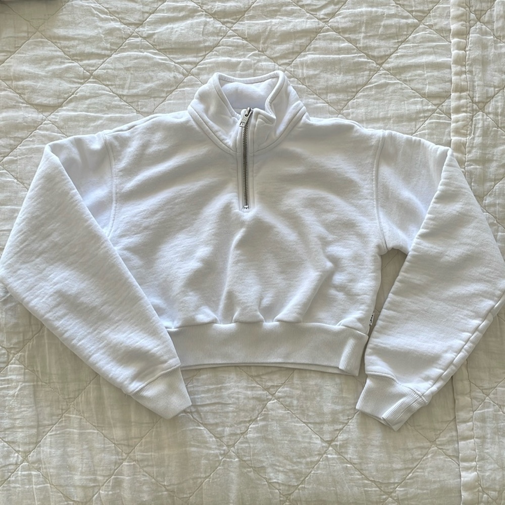 Aritzia TNA Quarter Zip Pullover White XXS